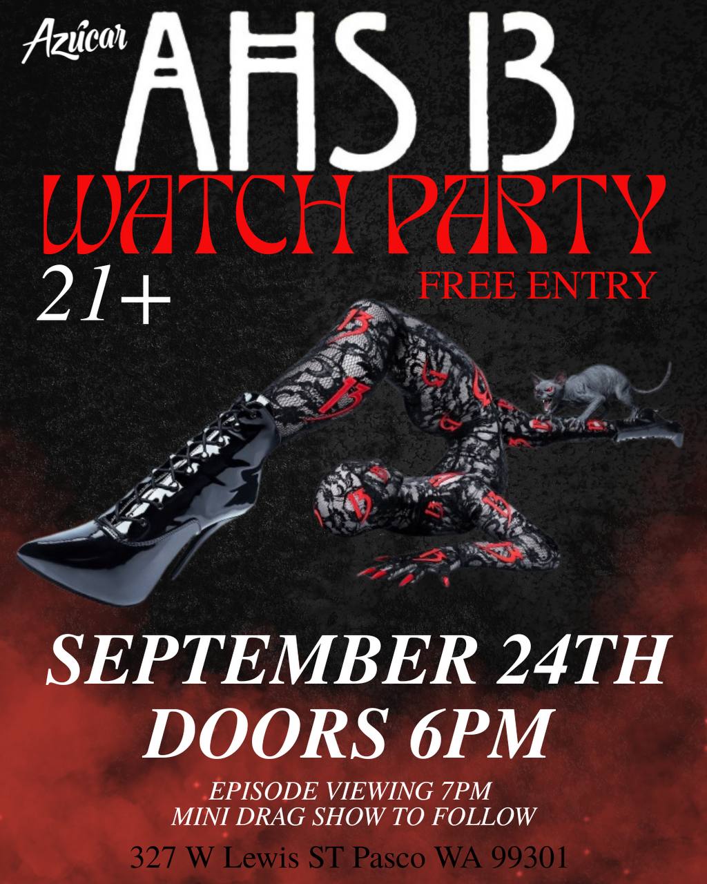 American Horror Story viewing party and Drag show flyer